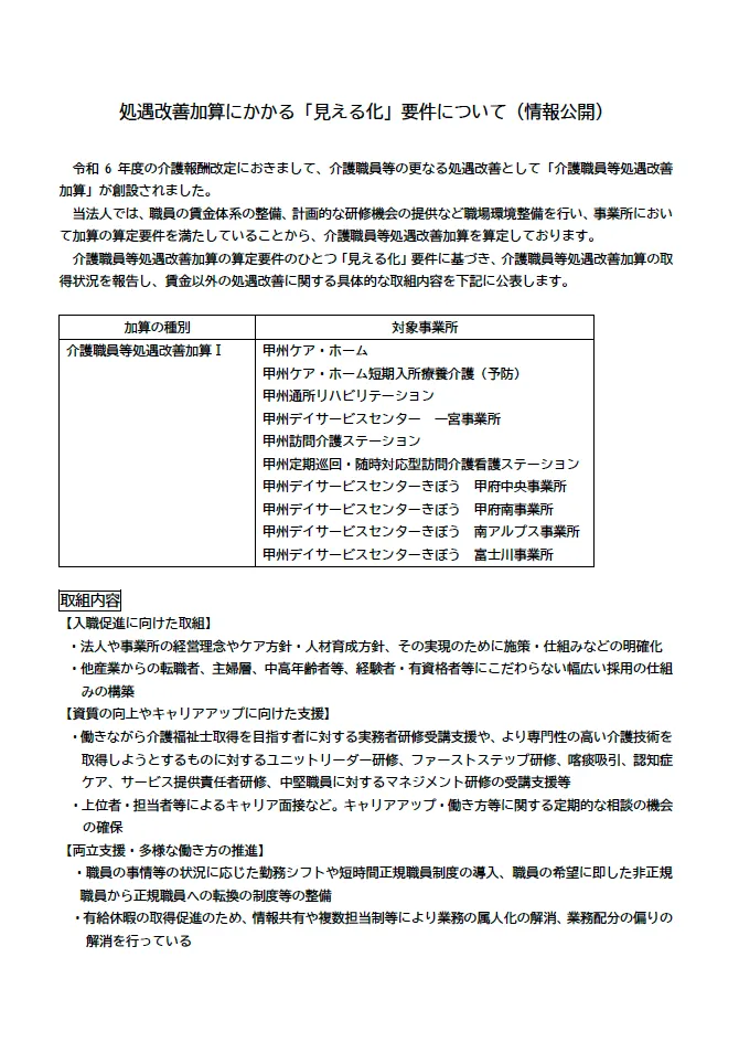処遇改善加算にかかる「見える化」要件について