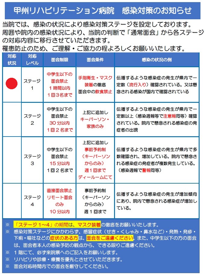 感染対策のお知らせ